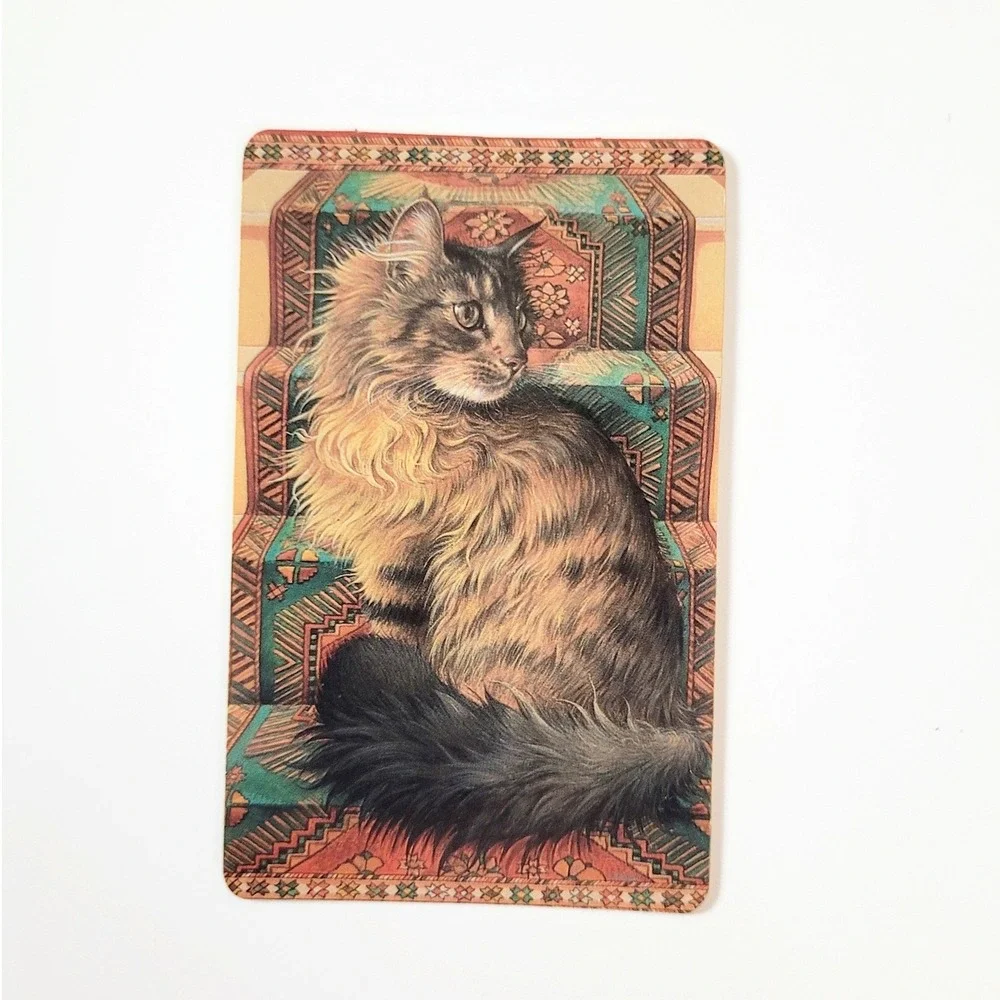 Vintage 90s Ivory Cats Card Bookmark Ruskin Stairs 1990 Lesley Anne Antioch W215